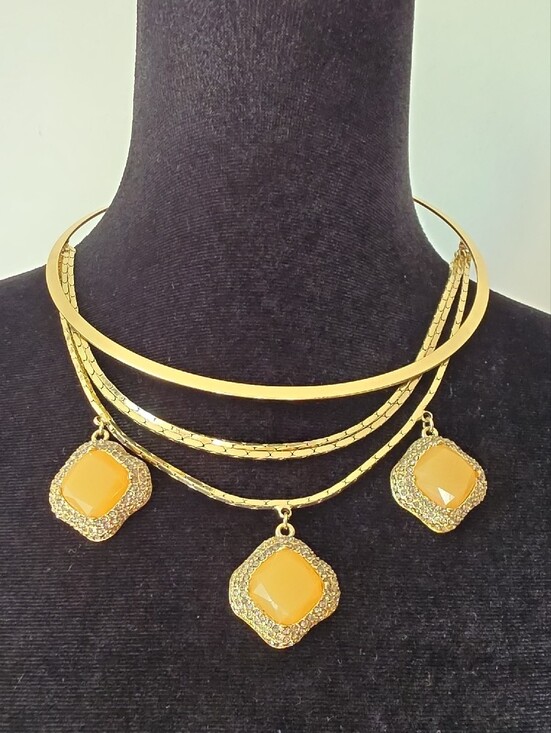INC International Concepts Jewelry - INC International Concepts Gold-Tone Layered Necklace with Yellow Pendants
